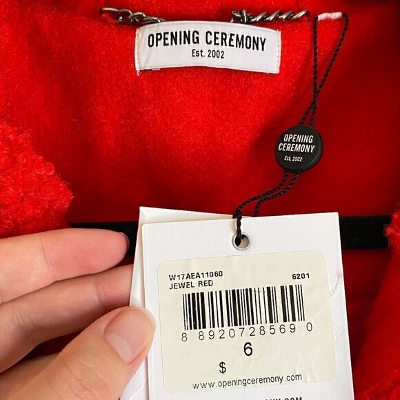Opening Ceremony Boucle Toggle Coat Jewel Red NWT Size 6 - Picture 10 of 10